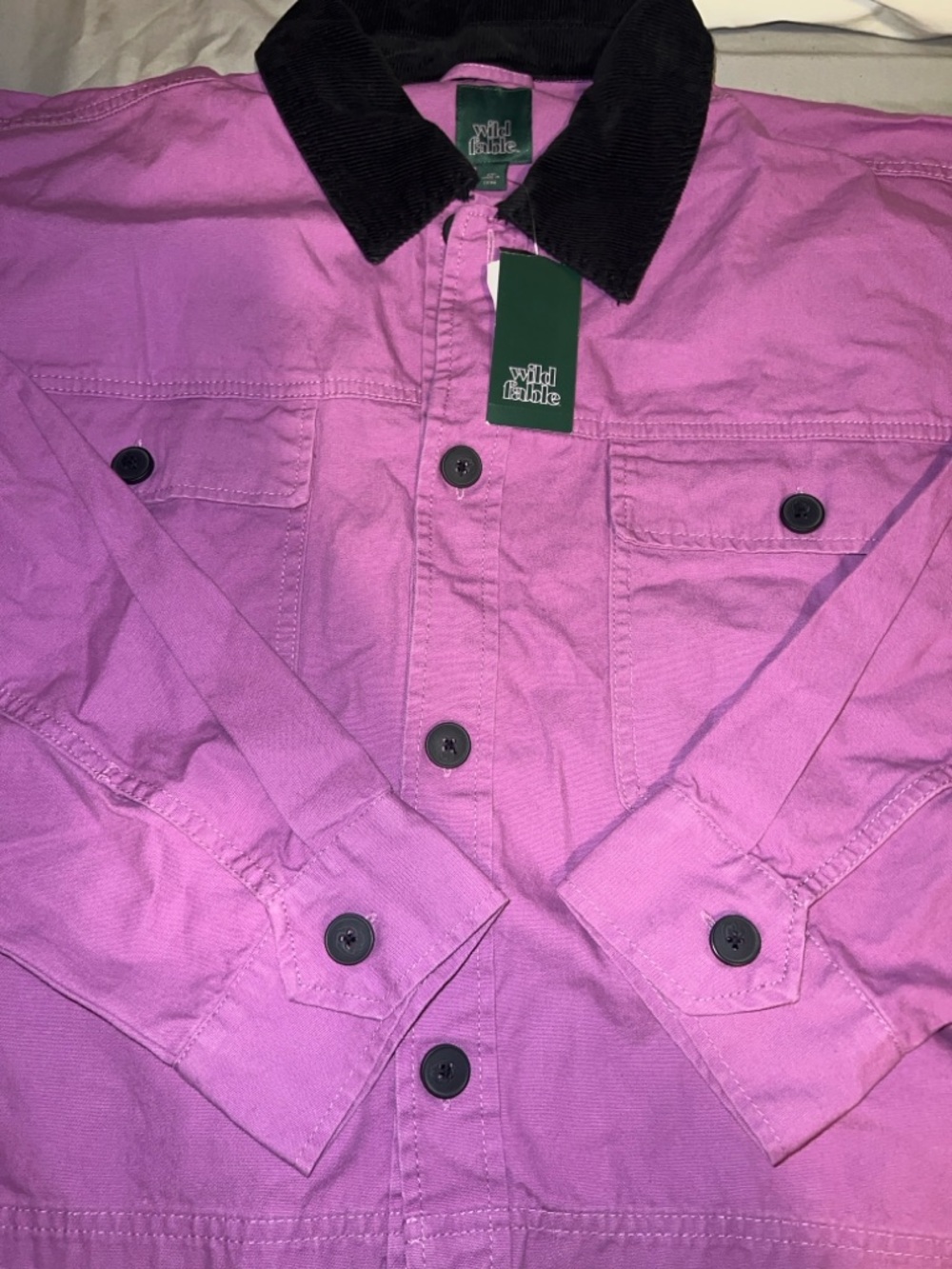 wild fable Purple Cropped Jean Jacket with Black corduroy Collar nwt - Picture 5 of 5